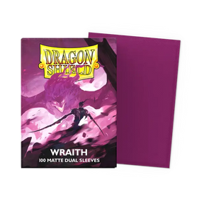 Dragon Shield Wraith Dual Matte Standard Sleeves for trading cards, featuring a sleek matte finish and durable protective design.