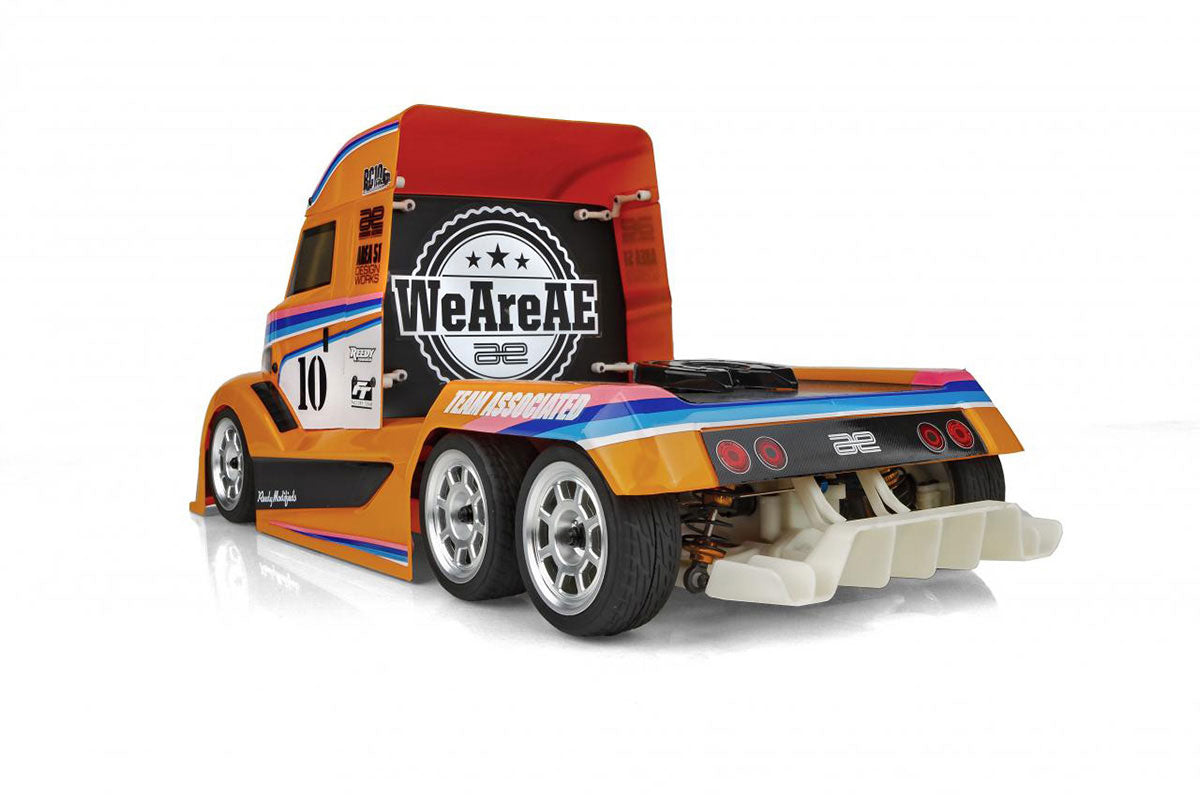 Team Associated RC10 6X6 American Custom Semitruck model with detailed truck cab and chassis in a realistic display image.