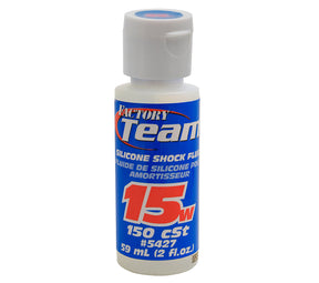 RC car shock oil in a 2oz bottle from Team Associated Factory Team silicone shock oil product.