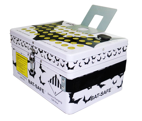 Hobby Addicts LiPo battery charging case with secure compartment for safe storage of batteries and charging accessories.