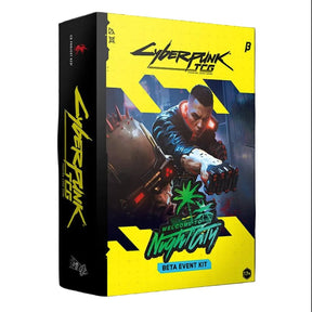 CyberPunk TCG BETA Event Kit by WeirdCo featuring gaming cards, accessories, and promotional materials for tabletop gaming events.