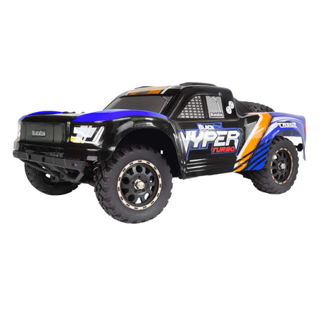 HPI Racing Blackzon Vyper SC Turbo 1/16 scale 4WD electric RC truck with brushless motor and sleek black design.