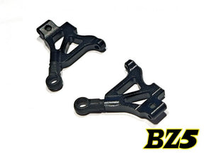 Pair of Atomic RC BZ5 Aluminum Rear Lower Arms for RC cars, showing the sleek metallic finish and precise construction.