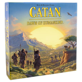 3D image of Catan: Dawn of Humankind board game box by Catan Studio, featuring artwork and game title on the front.