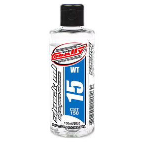 Team Corally RC car with Ultra Pure Silicone Shock Oil 5oz bottle, showcasing the product used for tuning shock absorbers.