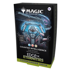 Magic: The Gathering Edge of Eternities Commander Decks Counter Intelligence by Wizards of the Coast, featuring colorful illustrated cards.
