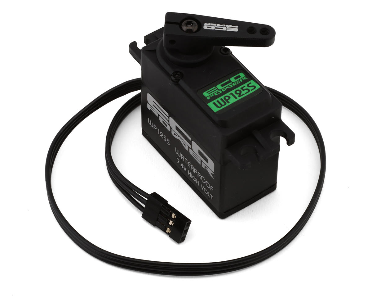 EcoPower WP125S waterproof high-speed metal gear digital servo, ideal for RC models, with durable construction and precise control.