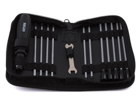EcoPower 19-piece metric RC essential tool set with carrying case, including screwdrivers, wrenches, and pliers for remote control models