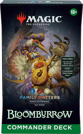 MTG Bloomburrow Commander Deck by Wizards of the Coast featuring colorful fantasy artwork and card layout.