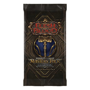 Flesh and Blood Mastery Pack Guardian booster box of collectible trading cards from Legends Story Studios, featuring vibrant card artwork.