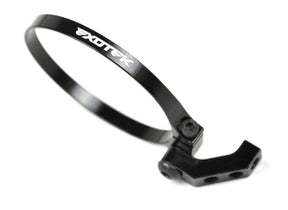Exotek Racing XO Fan Mount-Clamp set for 1/10 RC cars, angled design, compatible with 1up Racing brands, black finish.
