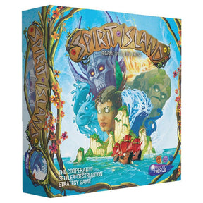 3D image of Spirit Island board game box by Greater Than Games featuring colorful island and spirit illustrations.