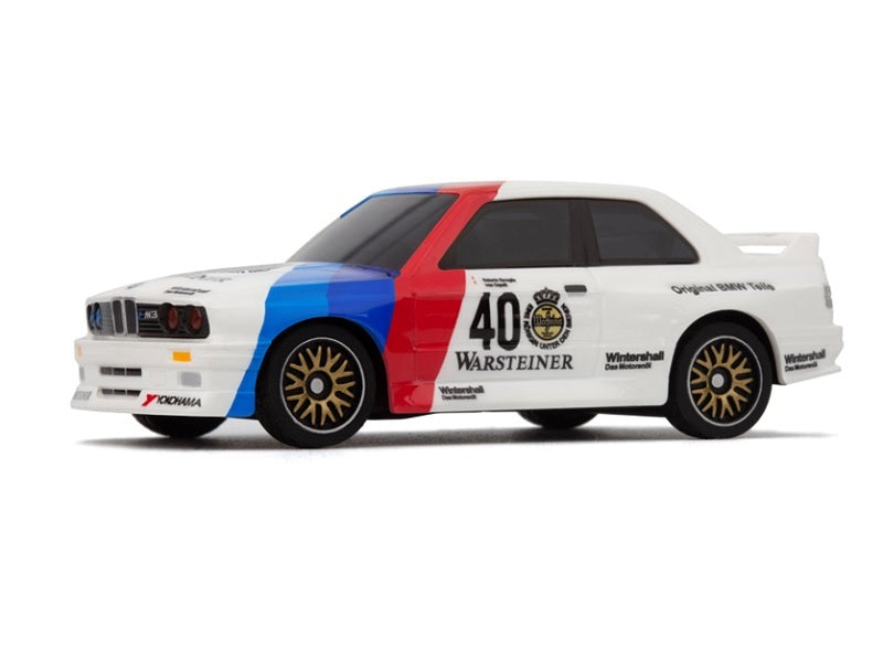 HPI Racing Nano-TTR 1989 BMW M3 E30 Ravaglia radio-controlled car showcasing detailed body and racing design.