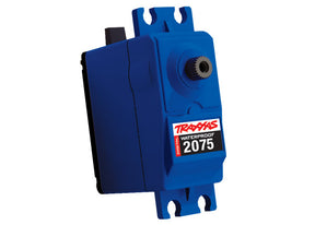 Traxxas digital waterproof RC car servo showing electrical components and waterproof casing for durability.