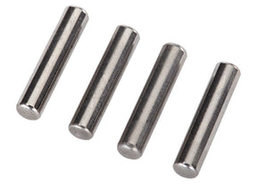 Traxxas stub axle pins for RC cars, shown in a set of four, with metallic finish and precise fit for durable performance.