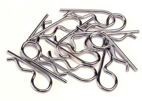 Traxxas heavy-duty body clips set with 12 durable black clips for RC car body attachment, shown on a plain background