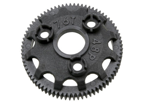 Traxxas 76-tooth spur gear with 48-pitch for RC car drivetrain, showing metal gear with teeth and gear teeth detail