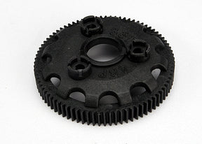 Traxxas 83-tooth spur gear for RC cars, 48-pitch metal gear with gear teeth visible and detailed surface texture.