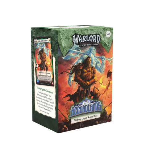 Kingswood Games Warlord CCG Saga of the Storm Into the Accordlands Starter Deck, showing the colorful game card deck and artwork.