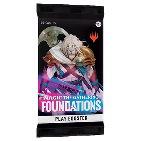 Magic: The Gathering Foundations Play Booster Pack by Wizards of the Coast, featuring colorful cards in a sealed booster pack.