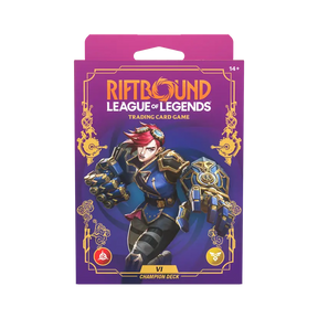 Riftbound: Unleashed Vi Champion Deck by UVS Games displayed in the image, featuring cards and artwork from the collectible card game.