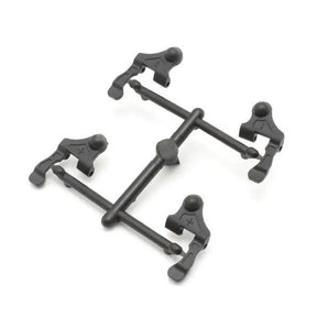Kyosho Mini-Z MR-04 caster setting upper arm set for RC car suspension adjustment, shown in black with metal components.