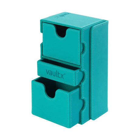 Vault X Exo-Tec Game Box 200+ in ocean-blue, durable storage case for gaming accessories and cartridges with secure latch.