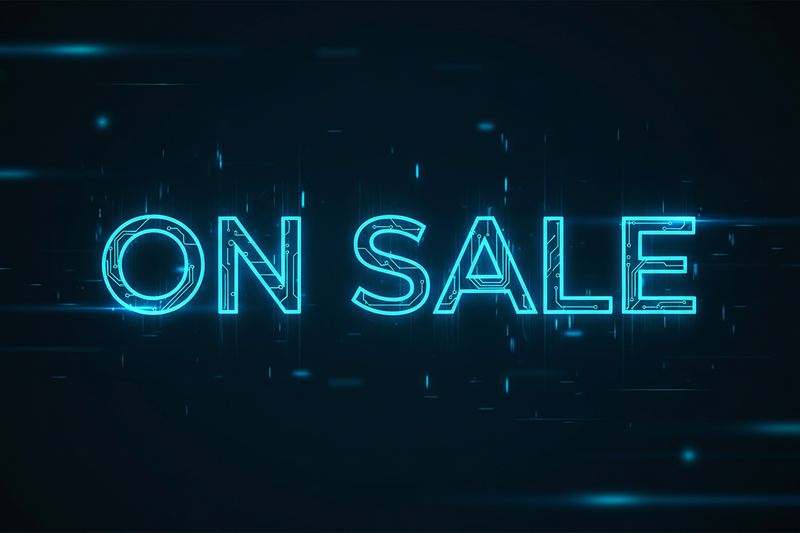 "on sale" text inspired by tron, make it mobile friendly so the text isn't cut off
