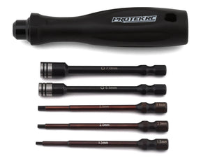 ProTek RC TruTorque 5-piece metric drive hex and nut driver set with ergonomic handles and precision tips for RC hobbyists.