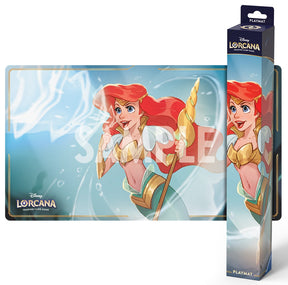 Lorcana TCG Ariel Sonic Warrior Winterspell playmat featuring artwork of Ariel in a winter theme with vibrant colors and detailed design.