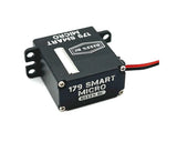 Reefs RC 179 Smart Micro Servo Winch mounted on a remote control boat with visible wiring and control mechanism.