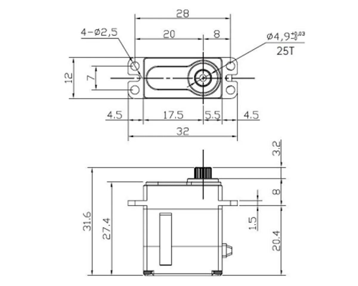 Reef RC RC: 179 smart micro servo and winch for remote control boats, shown in black with wiring and mounting hardware.