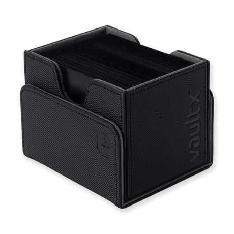 Vault X Exo-Tech Sideloading Deck Box 100+ in signature black, showcasing its sleek design and durable construction for card storage.