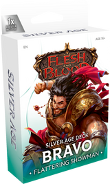 Collectible trading card deck from Flesh and Blood Silver Age Chapter 1 by Legends Story Studios, featuring character artwork on the cards.