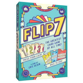Front view of the Flip 7 by The Op Games, showcasing its sleek design and colorful exterior in a 3D rendering.