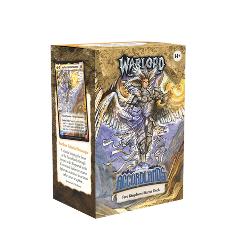Warlord CCG Saga of the Storm Into the Accordlands Starter Deck by Kingswood Games, featuring colorful fantasy card artwork.