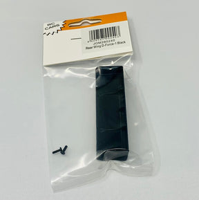 Jomurema GT01 Rear Wing D-Force-1 in black, car aerodynamic part mounted on vehicle for improved downforce and stability.