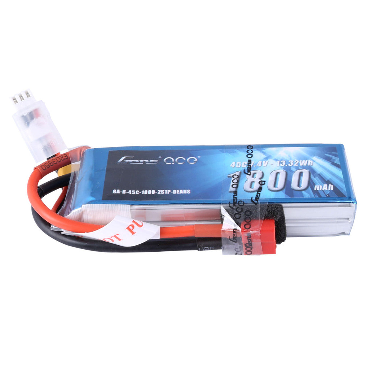 Gens Ace - 1800mAh 7.4V 45C 2S1P - Soft Case Lipo Battery - Hobby Addicts