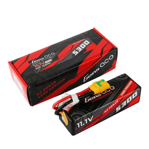 Gens Ace - 5300mAh 11.1V 60C 3S1P Hard Case Lipo Battery with XT90-S