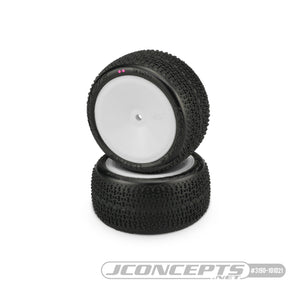JConcepts -Twin Pins Pre-mounts - Pink Compound - 1/10 Buggy Rear Carpet Tires - 2pcs - Hobby Addicts