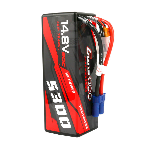 Gens Ace - 5300mAh 14.8V 60C 4S1P Hard Case Lipo Battery with EC5 Plug