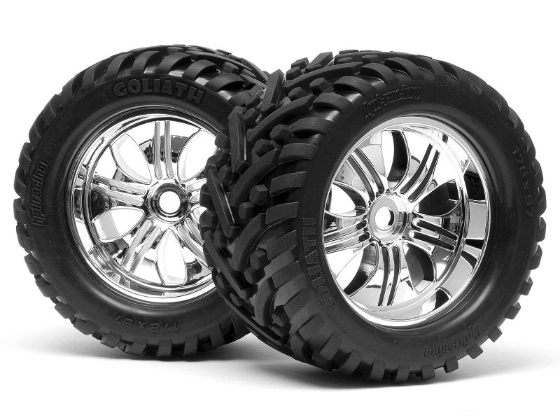 HPI Racing: Goliath Tires, Mounted on 178X97mm Tremor Wheels (Chrome)