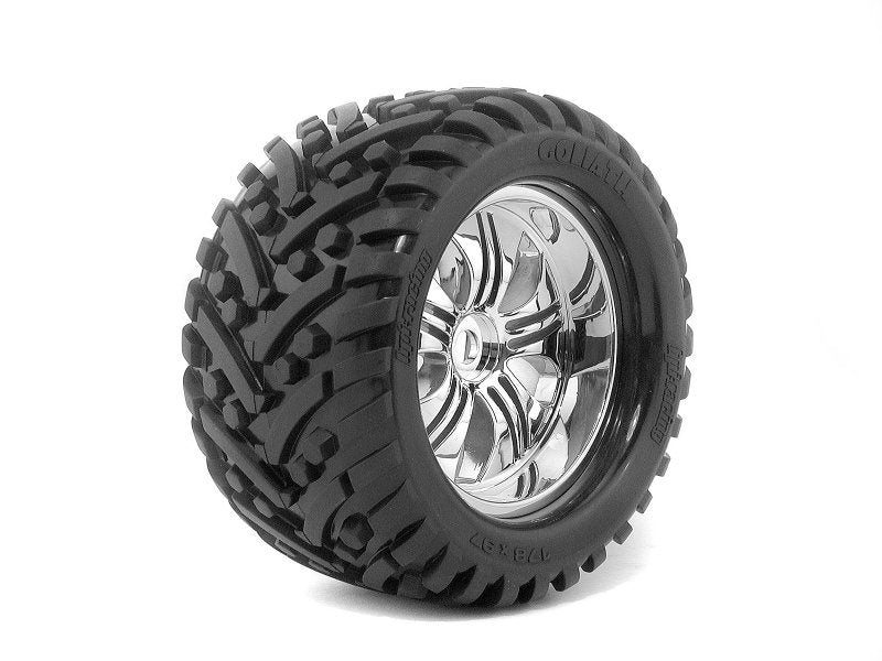 HPI Racing: Goliath Tires, Mounted on 178X97mm Tremor Wheels (Chrome)