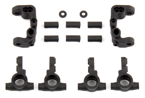 Team Associated RC10B6.1 caster and steering blocks, RC car upgrade parts, shown in the image with detailed black and metal components.