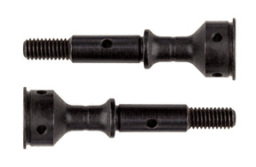 Team Associated RC10B6.2/3/4 CVA Axles with +2mm extension, showing close-up of durable metal components for RC car upgrades.