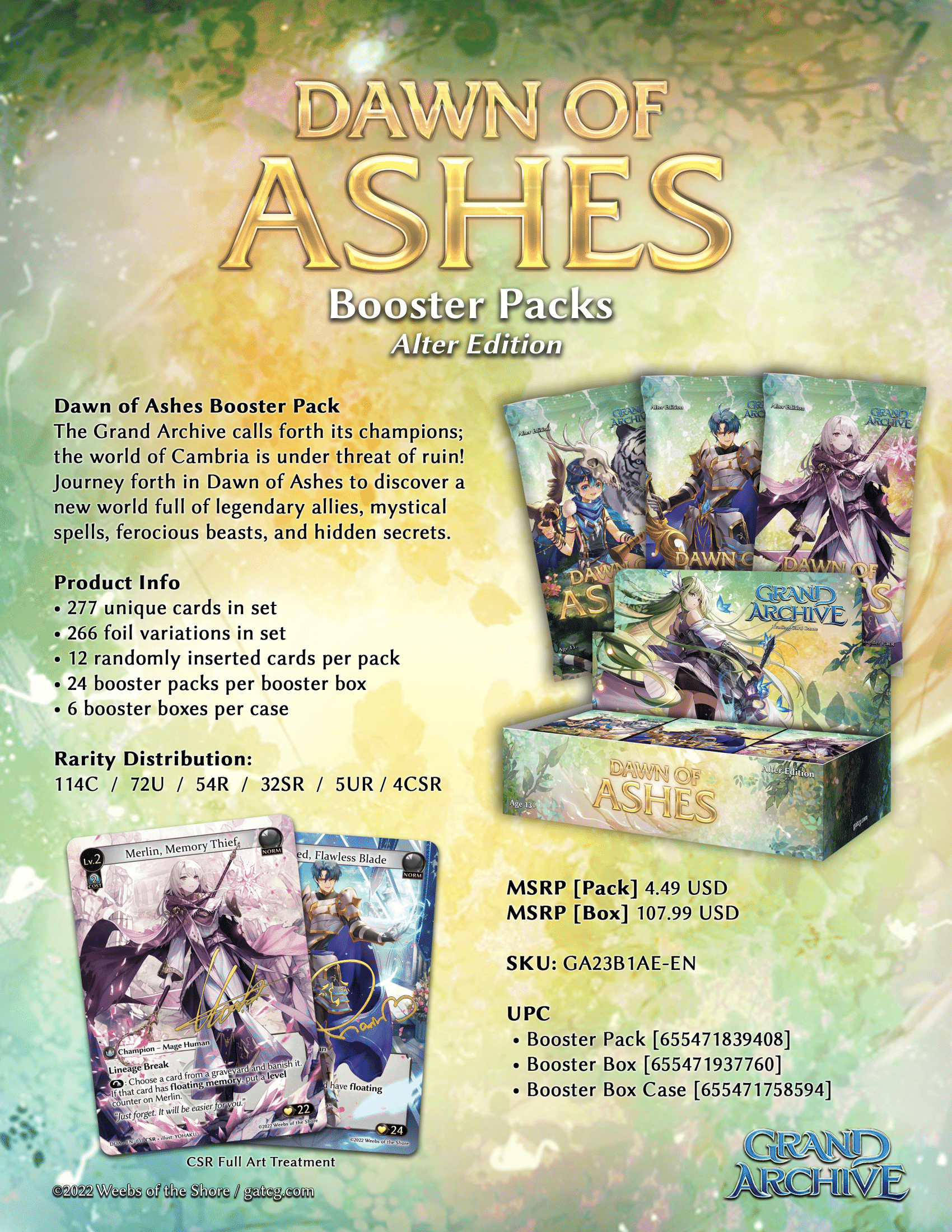 Grand Archive TCG: Dawn of Ashes Booster Box (Alter Edition Grand Archive TCG: Dawn of Ashes Booster Box (Alter Edition