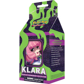 Pokémon TCG Klara Premium Tournament Collection assortment with booster packs, cards, and accessories for Pokémon trading card game.