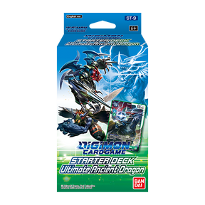 Digimon TCG Ultimate Ancient Dragon Starter Deck from Bandai with colorful cards and artwork for the Digimon Card Game.