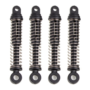 Element Enduro24 RC car shocks, durable metal suspension components for off-road racing, with blue springs and adjustable dampers.