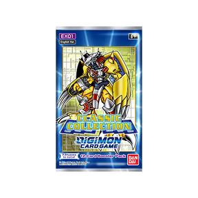 Bandai Digimon TCG Classic Collection Booster Pack showing colorful trading cards in a sealed pack.